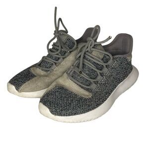 Adidas Gray White Suede Knit Tubular Shadow Lace Up Sneakers 5